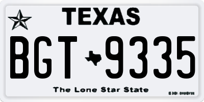 TX license plate BGT9335