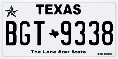 TX license plate BGT9338