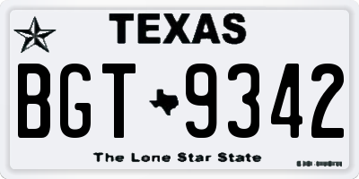 TX license plate BGT9342