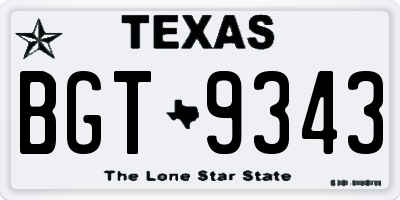 TX license plate BGT9343
