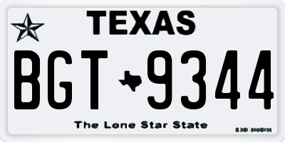 TX license plate BGT9344