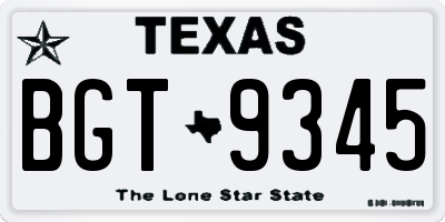 TX license plate BGT9345