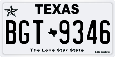 TX license plate BGT9346