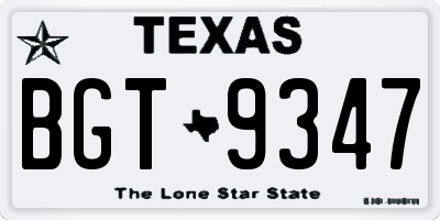 TX license plate BGT9347