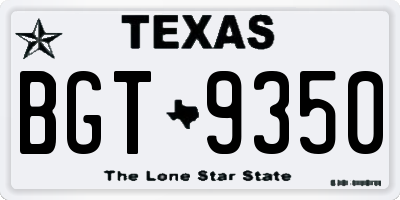 TX license plate BGT9350