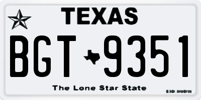 TX license plate BGT9351