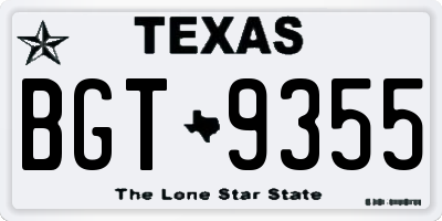 TX license plate BGT9355