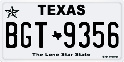 TX license plate BGT9356