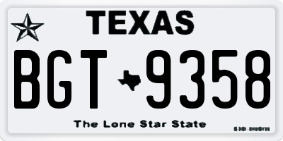 TX license plate BGT9358