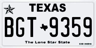 TX license plate BGT9359
