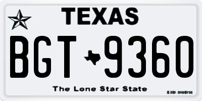 TX license plate BGT9360