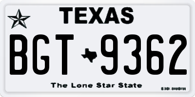 TX license plate BGT9362