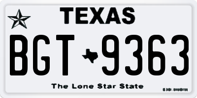 TX license plate BGT9363