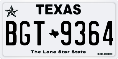 TX license plate BGT9364