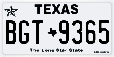 TX license plate BGT9365