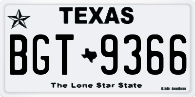TX license plate BGT9366
