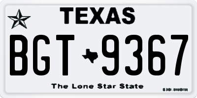 TX license plate BGT9367