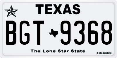 TX license plate BGT9368