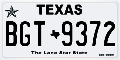 TX license plate BGT9372