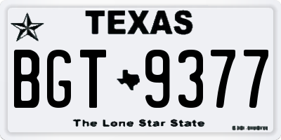 TX license plate BGT9377