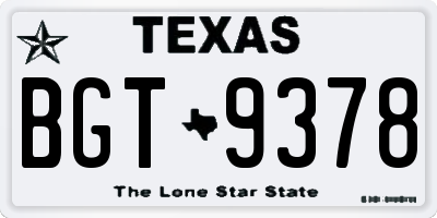 TX license plate BGT9378