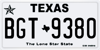 TX license plate BGT9380