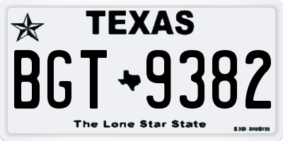 TX license plate BGT9382