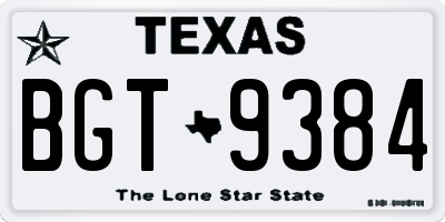 TX license plate BGT9384