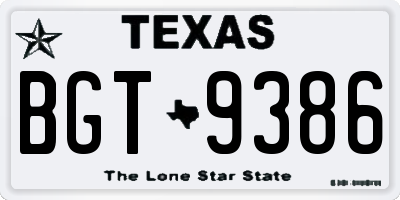 TX license plate BGT9386