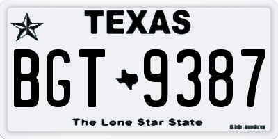 TX license plate BGT9387