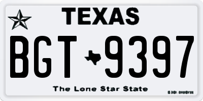 TX license plate BGT9397