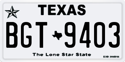 TX license plate BGT9403