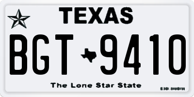 TX license plate BGT9410
