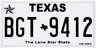 TX license plate BGT9412