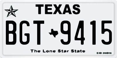 TX license plate BGT9415