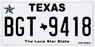 TX license plate BGT9418