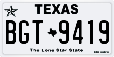 TX license plate BGT9419