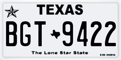 TX license plate BGT9422