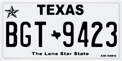 TX license plate BGT9423