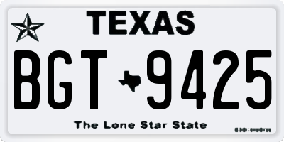 TX license plate BGT9425