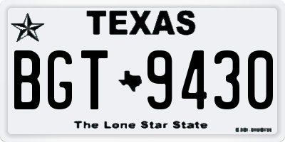TX license plate BGT9430