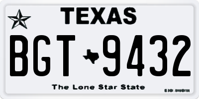 TX license plate BGT9432