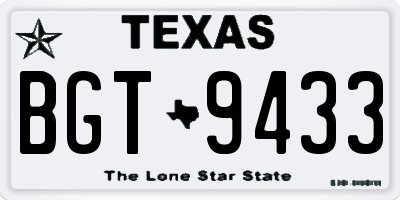 TX license plate BGT9433