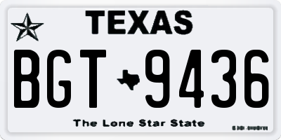 TX license plate BGT9436
