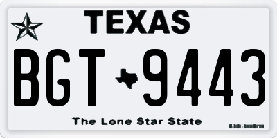 TX license plate BGT9443