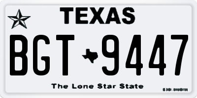 TX license plate BGT9447