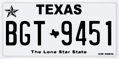TX license plate BGT9451