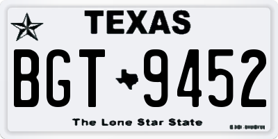 TX license plate BGT9452