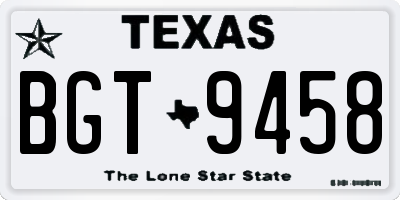 TX license plate BGT9458