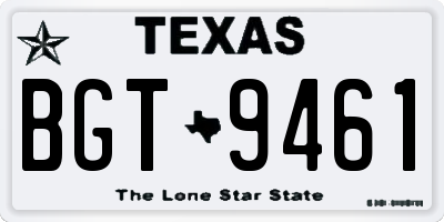 TX license plate BGT9461